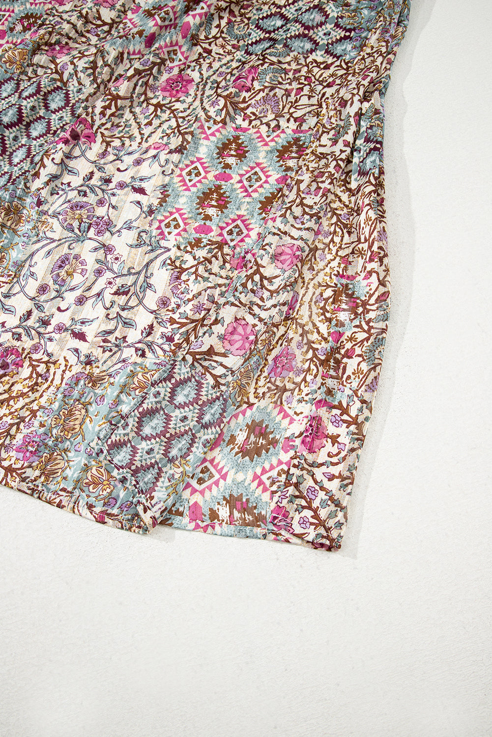 Apricot Floral Print Short Wide Sleeve Open Front Loose Kimono Kimonos JT's Designer Fashion