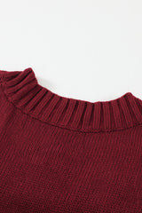 Burgundy Front Pocket and Buttons Closure Cardigan Sweaters & Cardigans JT's Designer Fashion