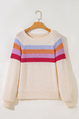 Jet Stream Striped Color Block Loose Sleeve Chic Sweater Sweaters JT's Designer Fashion
