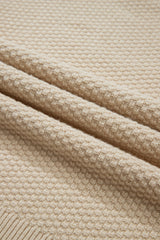 Parchment Solid Textured Knit Split Cuff Drop Shoulder Loose Sweater Sweaters JT's Designer Fashion