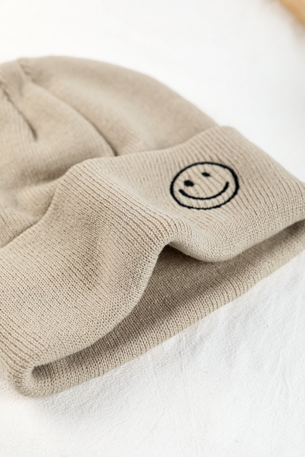 White Smiley Face Eaveless Beanie Hats Hats & Caps JT's Designer Fashion