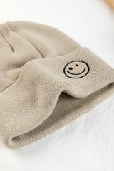 White Smiley Face Eaveless Beanie Hats Hats & Caps JT's Designer Fashion