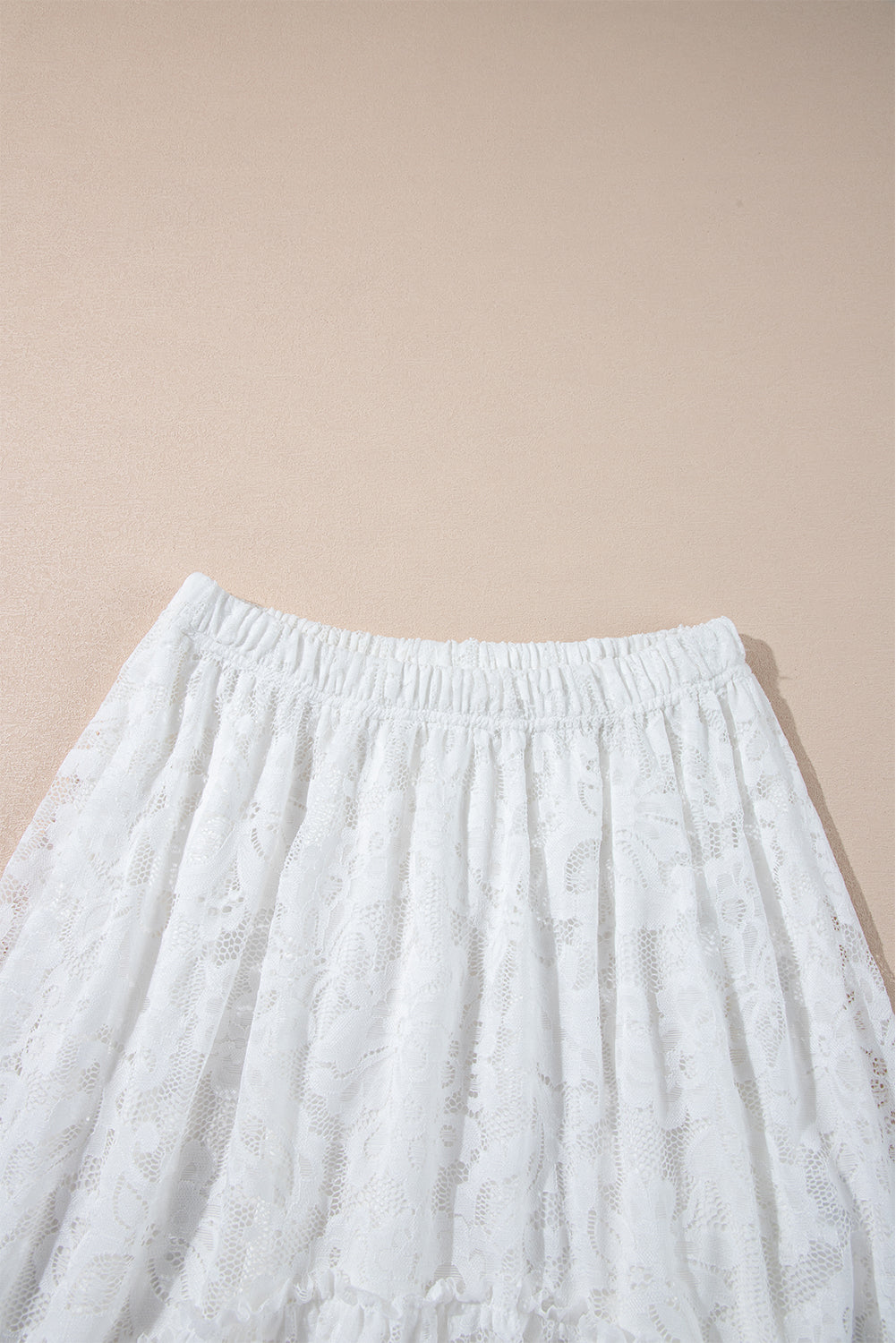 White Lace Ruffled High-low Hem Midi Skirt Skirts & Petticoat JT's Designer Fashion