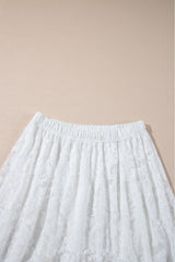 White Lace Ruffled High-low Hem Midi Skirt Skirts & Petticoat JT's Designer Fashion