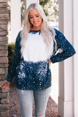 Navy Tie-dyed Crew Neck Pullover Sweatshirt Sweatshirts & Hoodies JT's Designer Fashion