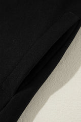 Black Solid O Neck High Low Hem Pullover Sweatshirt Sweatshirts & Hoodies JT's Designer Fashion