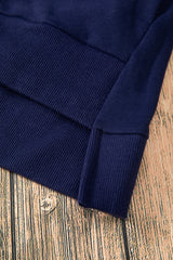 Navy Blue Solid O Neck High Low Hem Pullover Sweatshirt Sweatshirts & Hoodies JT's Designer Fashion