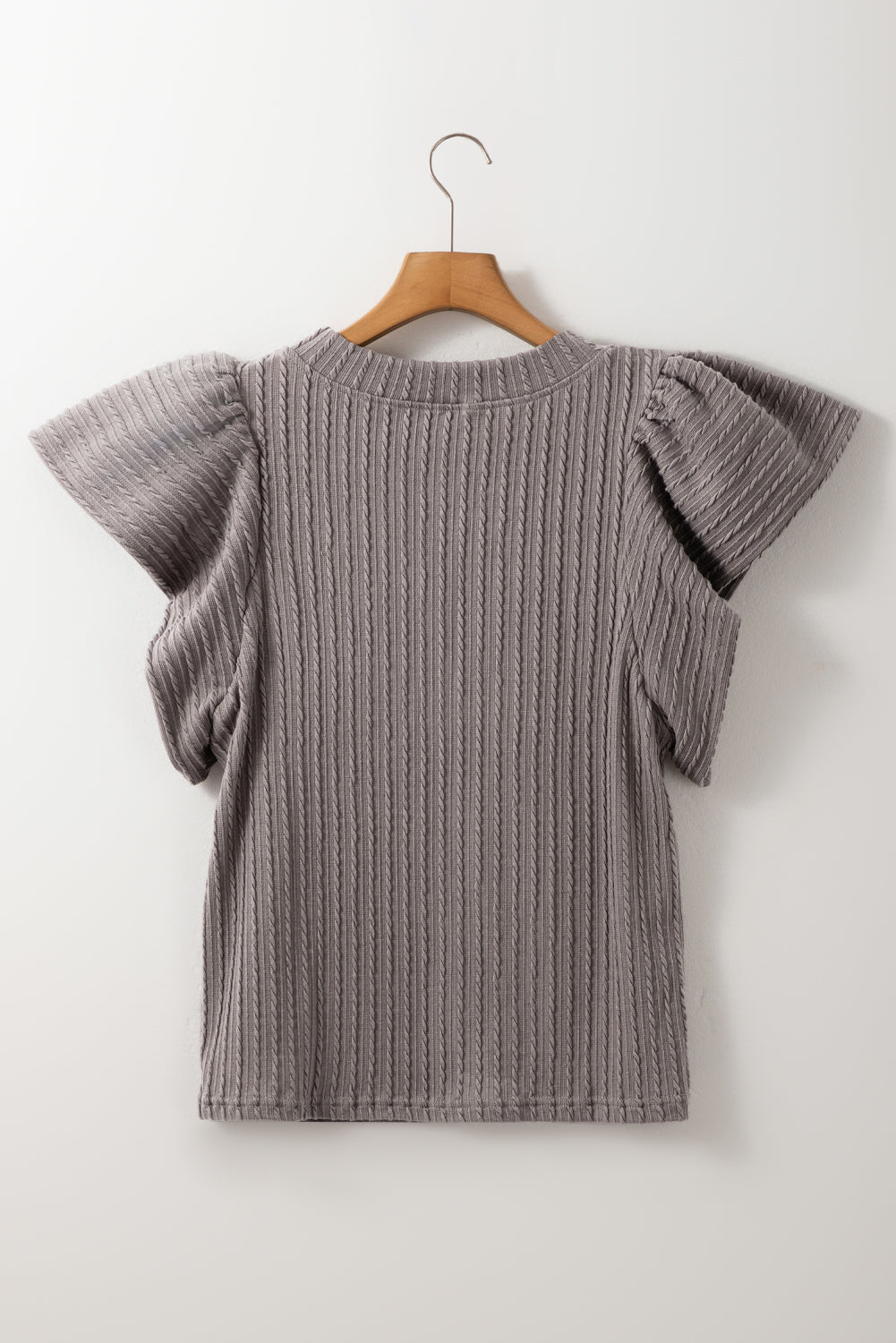 Sleet Solid Color Textured Flutter Sleeve Top Blouses & Shirts JT's Designer Fashion