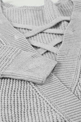 Gray Cross Back Hollow-out Sweater Sweaters & Cardigans JT's Designer Fashion
