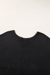 Black V Neck Hidden Pocket Splits Maxi T-shirt Dress T Shirt Dresses JT's Designer Fashion