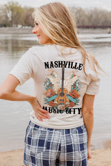 White NASHVILLE MUSIC CITY Guitar Wings Graphic Tee Graphic Tees JT's Designer Fashion