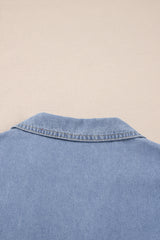 Beau Blue Lapel Neck Cap Sleeve High Waist Denim Babydoll Dress Mini Dresses JT's Designer Fashion