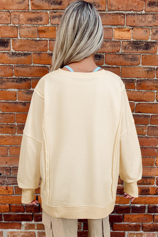 Apricot LOVE PATCH Graphic Oversized Sweatshirt Sweatshirts & Hoodies JT's Designer Fashion