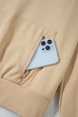 Parchment Zipped Pocket Cozy Drawstring Hoodie Sweatshirts & Hoodies JT's Designer Fashion