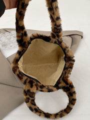 Leopard Fluff Handbag with Zip Shoulder Bags JT's Designer Fashion