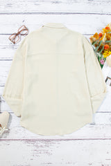 Beige Pure Color Patch Pocket Shirt Blouses & Shirts JT's Designer Fashion