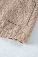 Light French Beige Floral Quilted Jacket Jackets JT's Designer Fashion