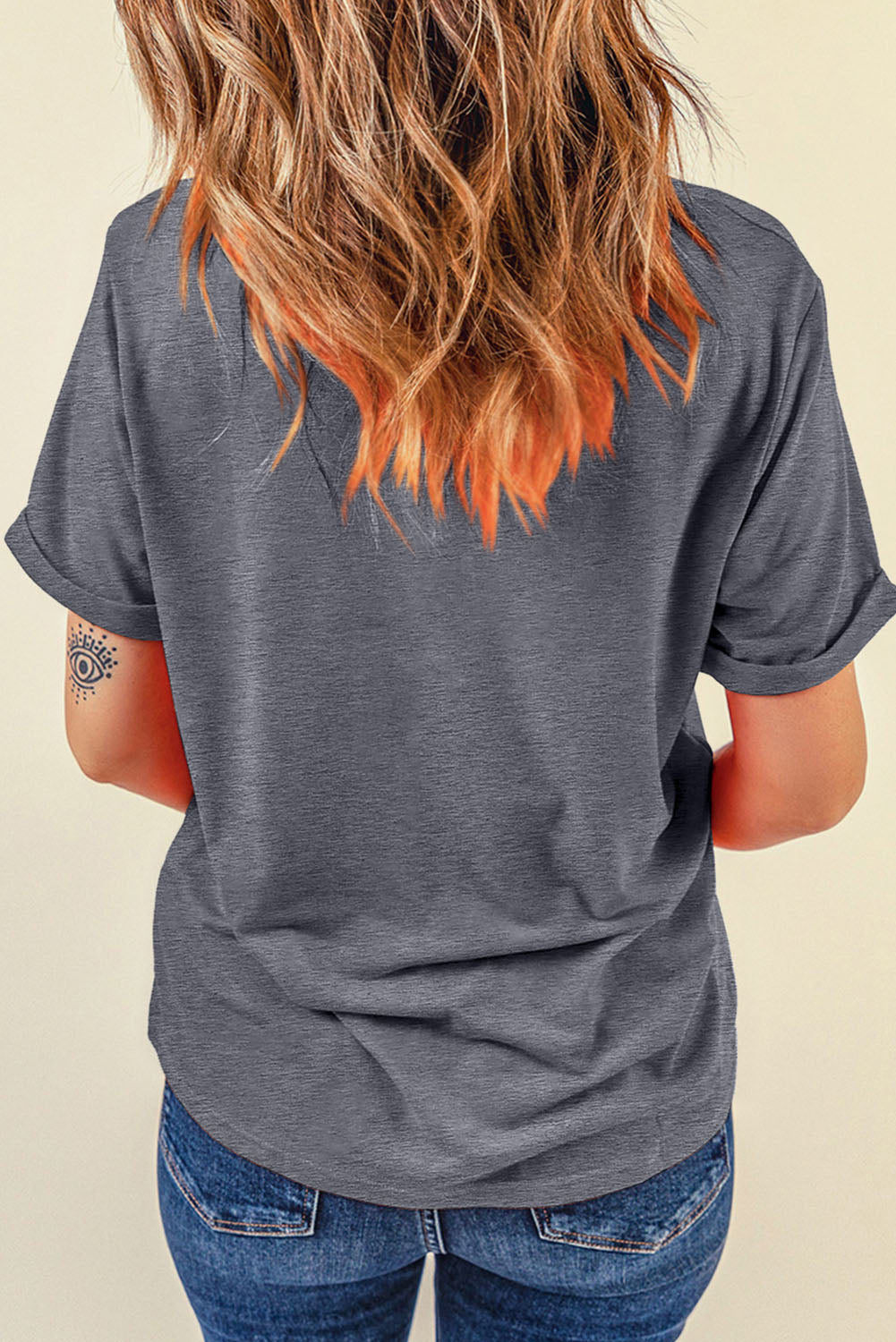 Gray Cowgirl Boots OX Head Western Fashion Print Crewneck Tee Graphic Tees JT's Designer Fashion