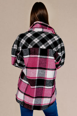 Black Plaid Colorblock Loose Shacket Plaid Shackets JT's Designer Fashion