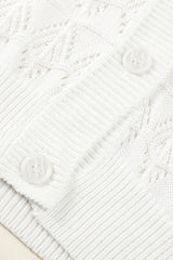 White Lightweight Buttoned Front Crochet Cardigan Cardigans JT's Designer Fashion