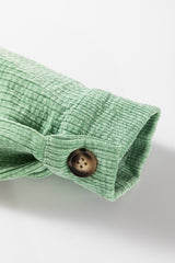 Mist Green Patched Pocket Button Up Corduroy Shacket Jackets JT's Designer Fashion