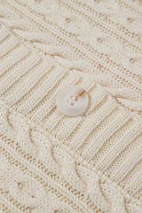 White Cable Knit Texture Uneven Hem Hooded Chic Cardigan Cardigans JT's Designer Fashion