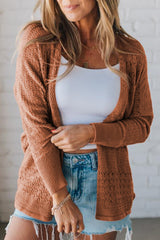 Redwood Burl Mix Pattern Hollowed Knit Open Front Cardigan Redwood Burl 55%Acrylic+45%Cotton Cardigans JT's Designer Fashion