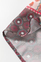 Red Boho Geometric Mixed Print Patchwork Bubble Sleeve Shirt Blouses & Shirts JT's Designer Fashion