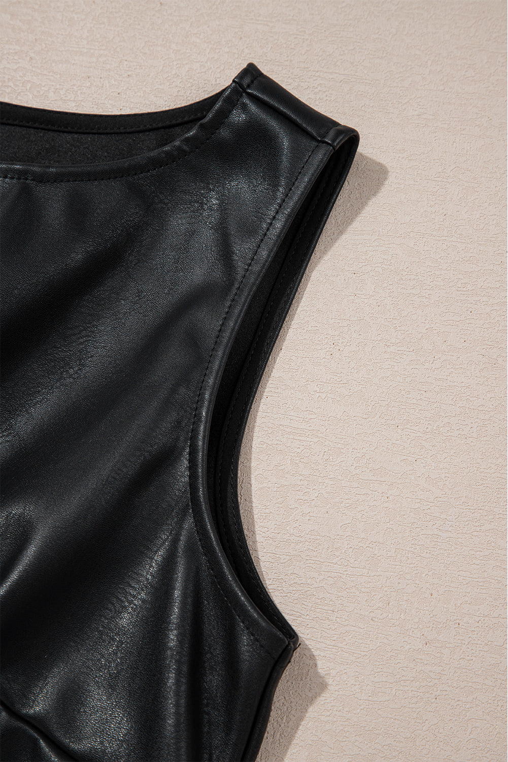 Black Vegan Leather Sleeveless Mini Dress Mini Dresses JT's Designer Fashion