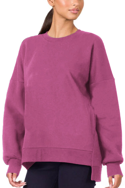 Valerian Plain Drop Shoulder High Low Sweatshirt Sweatshirts & Hoodies JT's Designer Fashion