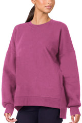 Valerian Plain Drop Shoulder High Low Sweatshirt Sweatshirts & Hoodies JT's Designer Fashion