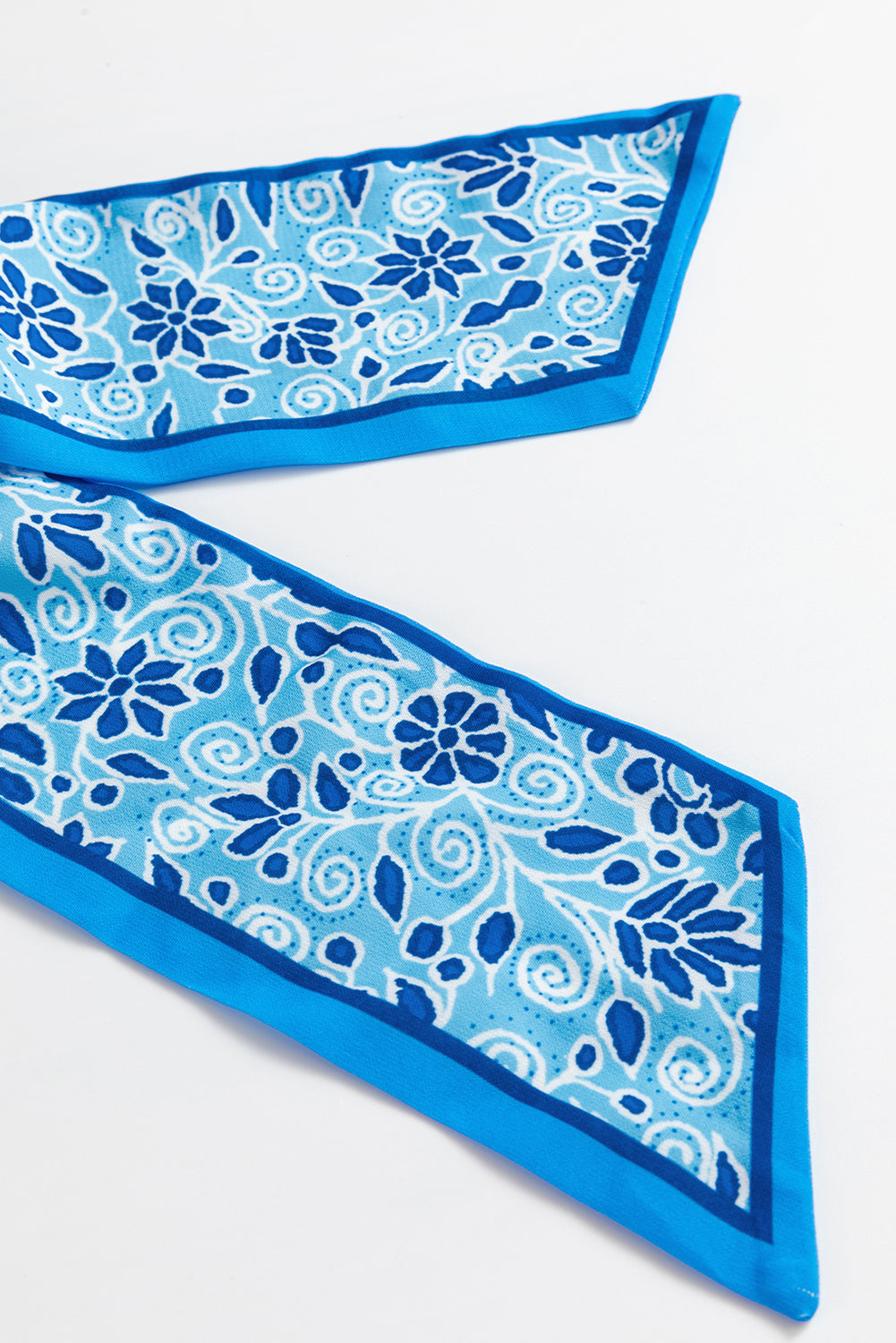 Blue Floral Printed Spaghetti Strap Maxi Dress with Waist Tie Floral Dresses JT's Designer Fashion