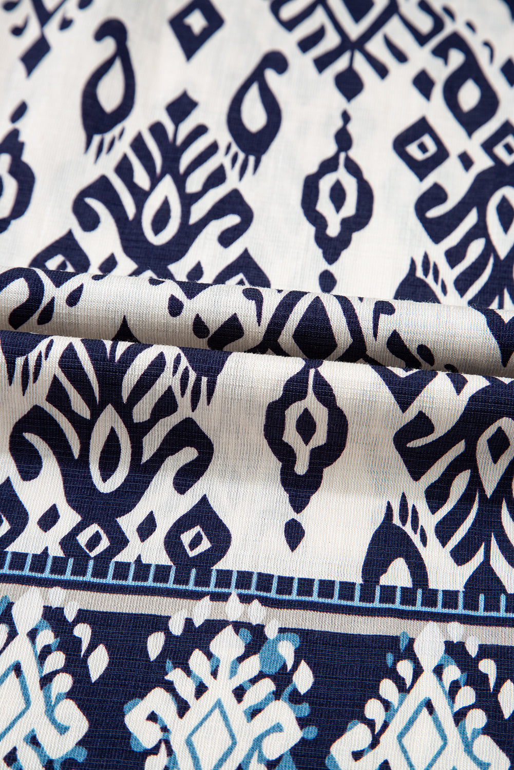Blue Boho Pattern Print High Waist Wide Leg Loose Pants Pants & Culotte JT's Designer Fashion