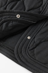 Black Solid Color Quilted Snap Button Jacket Jackets JT's Designer Fashion