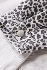 White Contrast Leopard Denim Jacket Denim Jackets JT's Designer Fashion