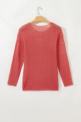 Coral Crochet Hollow-out Jumper Top Sweater Sweaters JT's Designer Fashion
