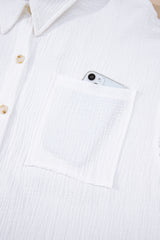 White Cotton Gauze Lace Patchwork Long Sleeve Shirt Blouses & Shirts JT's Designer Fashion