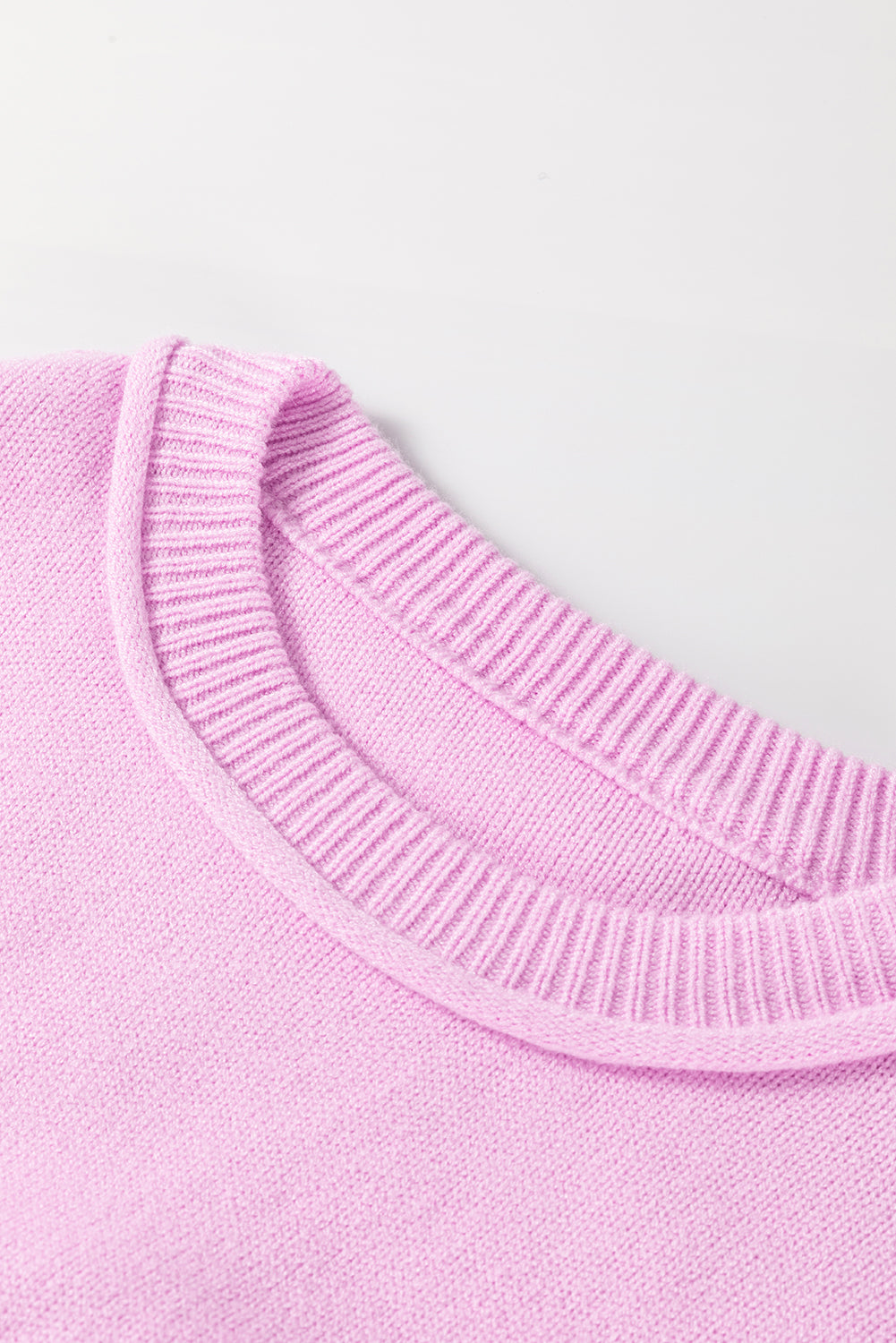 Pink Raw Edge Ribbed Detail Drop Shoulder Sweater Sweaters JT's Designer Fashion