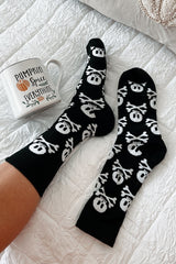 Color black Halloween Skull & Crossbones Crew Socks Socks JT's Designer Fashion