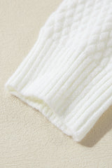 White Colorful Flower Applique Textured Knit Sweater Sweaters JT's Designer Fashion