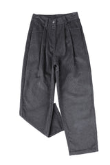 Gray Corduroy High Waist Straight Leg Pants Pants & Culotte JT's Designer Fashion