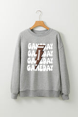 Gray GAME DAY Lightning Rugby Football Print Pullover Sweatshirt Graphic Sweatshirts JT's Designer Fashion