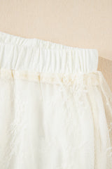 Beige Lace Cascading Tiered High Waist Maxi Skirt Skirts & Petticoat JT's Designer Fashion
