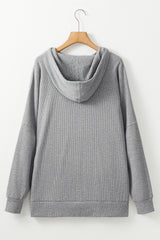 Gray Waffle Knit Fleece Lined High Low Oversized Hoodie Sweatshirts & Hoodies JT's Designer Fashion