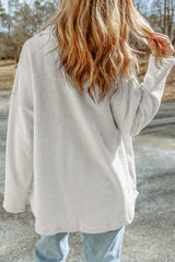 Gray Contrast Flap Pockets Relaxed Shacket Jackets JT's Designer Fashion