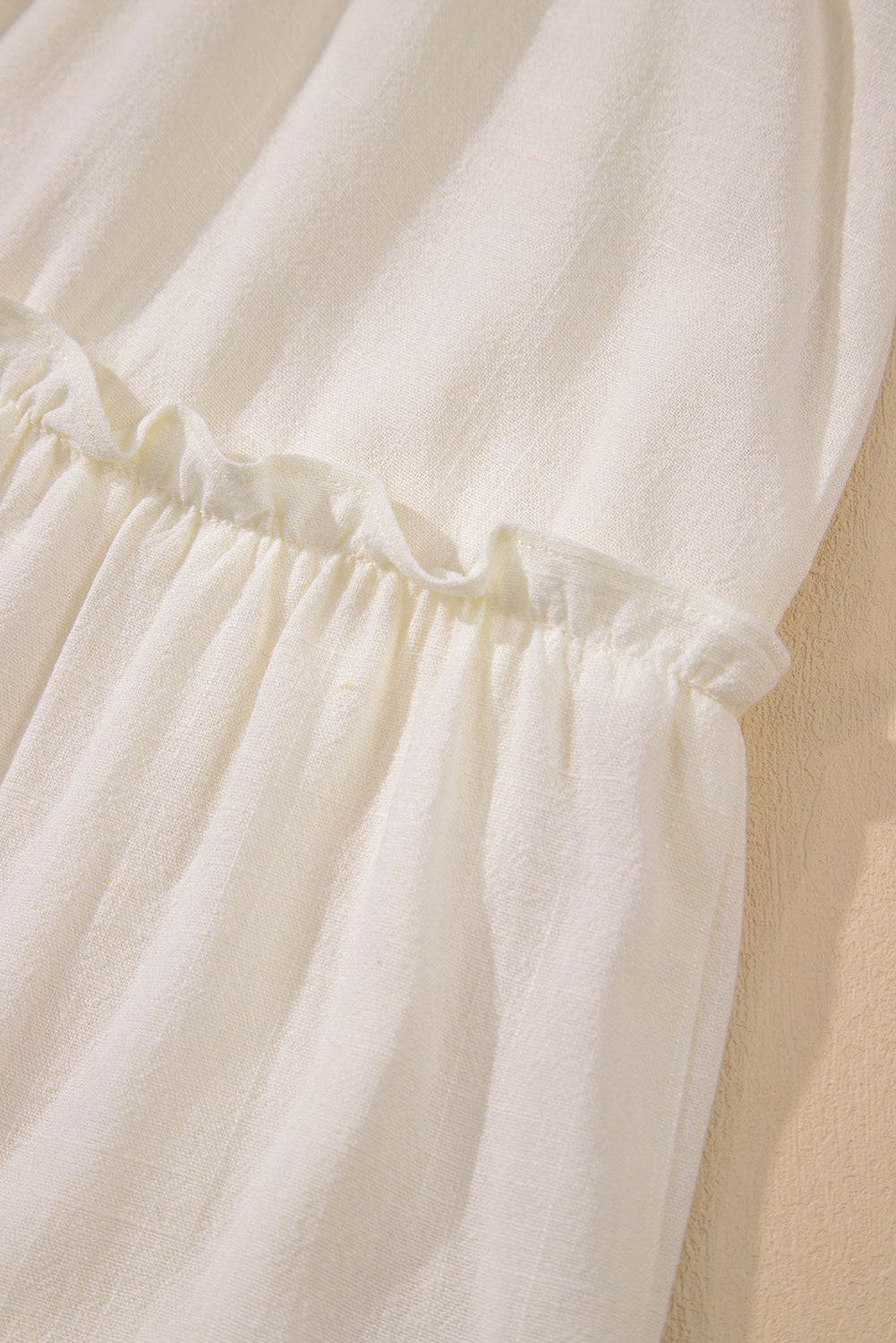 Oatmeal Solid Color Tied Straps Ruffle Tiered Mini Dress Mini Dresses JT's Designer Fashion