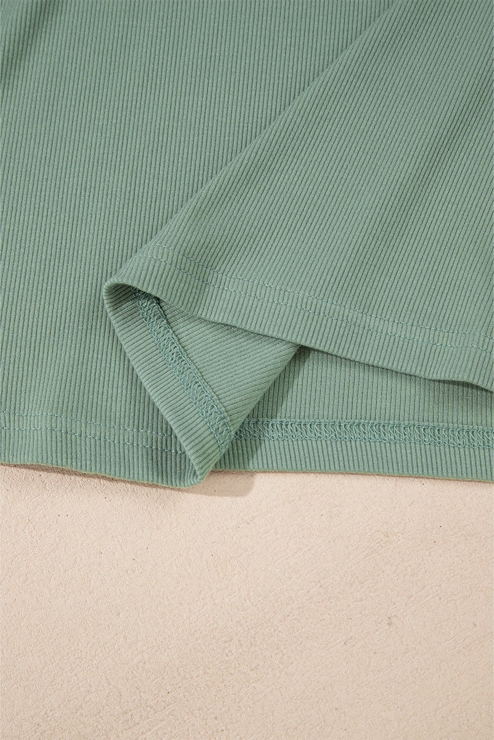 Mint Green Ribbed Colorblock Patchwork Raglan Long Sleeve Top Long Sleeve Tops JT's Designer Fashion