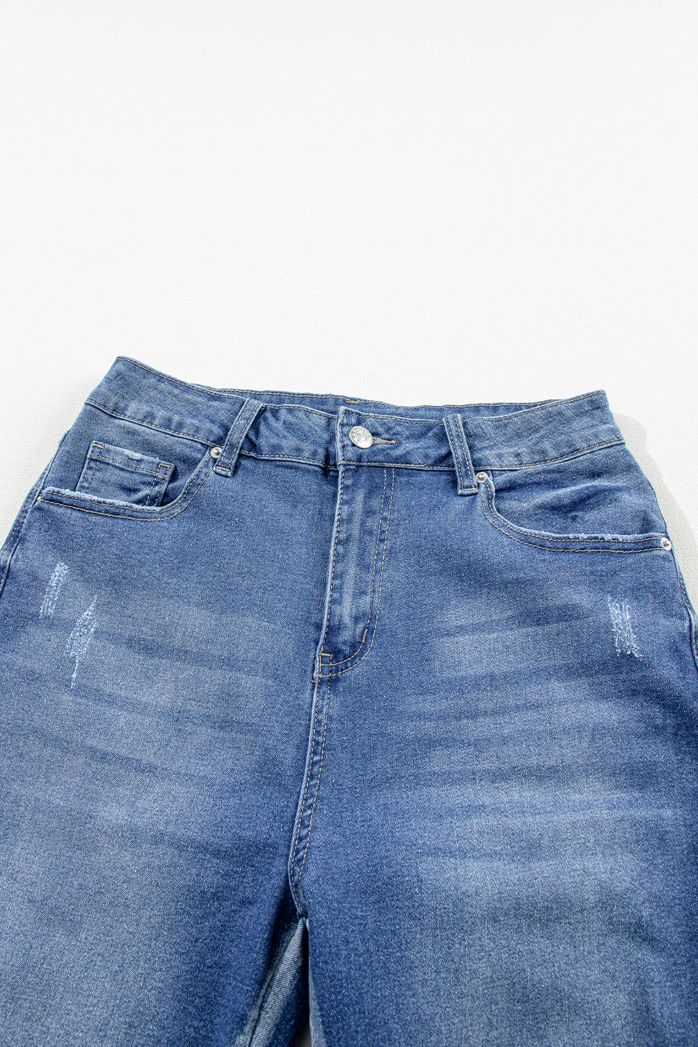 Light Blue Distressed Frayed Ankle Skinny Jeans Jeans JT's Designer Fashion