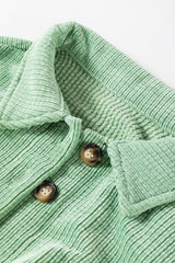 Mist Green Patched Pocket Button Up Corduroy Shacket Jackets JT's Designer Fashion