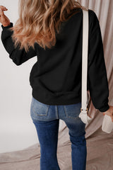 Black SPOOKY Graphic Drop Shoulder Halloween Pullover Sweatshirt Graphic Sweatshirts JT's Designer Fashion